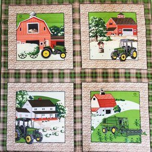 JOHN DEERE Logo Farm Scene Pillow Panel-OOP